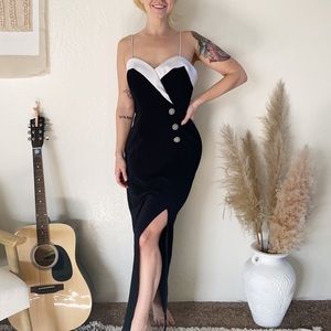 1990's BETSY & ADAM TUXEDO EVENING GOWN